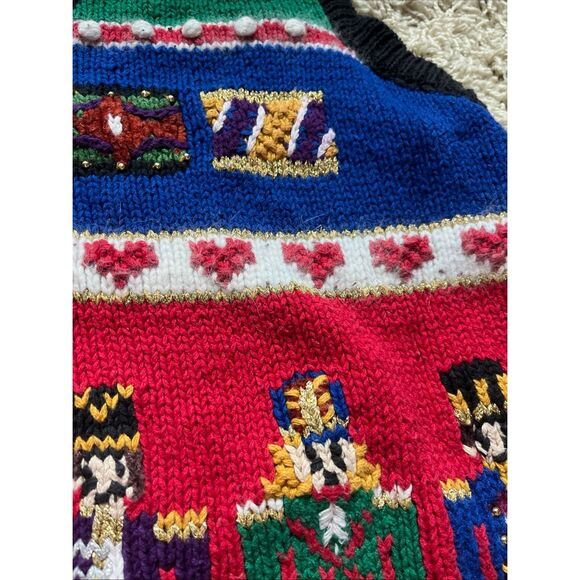 Vintage Capistrano Nutcracker Sweater Vest Christmas Hand Knit Women’s XL - Picture 14 of 16